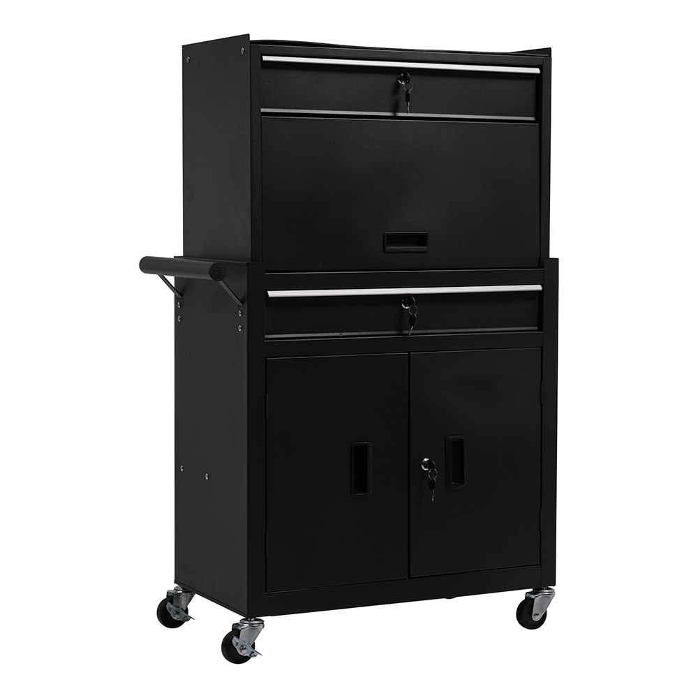 ツールキャビネット 多機能 ツールワゴン ツールカート工具カート ロールキャビネット スチール ローラーキャビネット ハンドル W76×D37×H117cm DIY 引き出し 有孔ボード付き 鍵付き