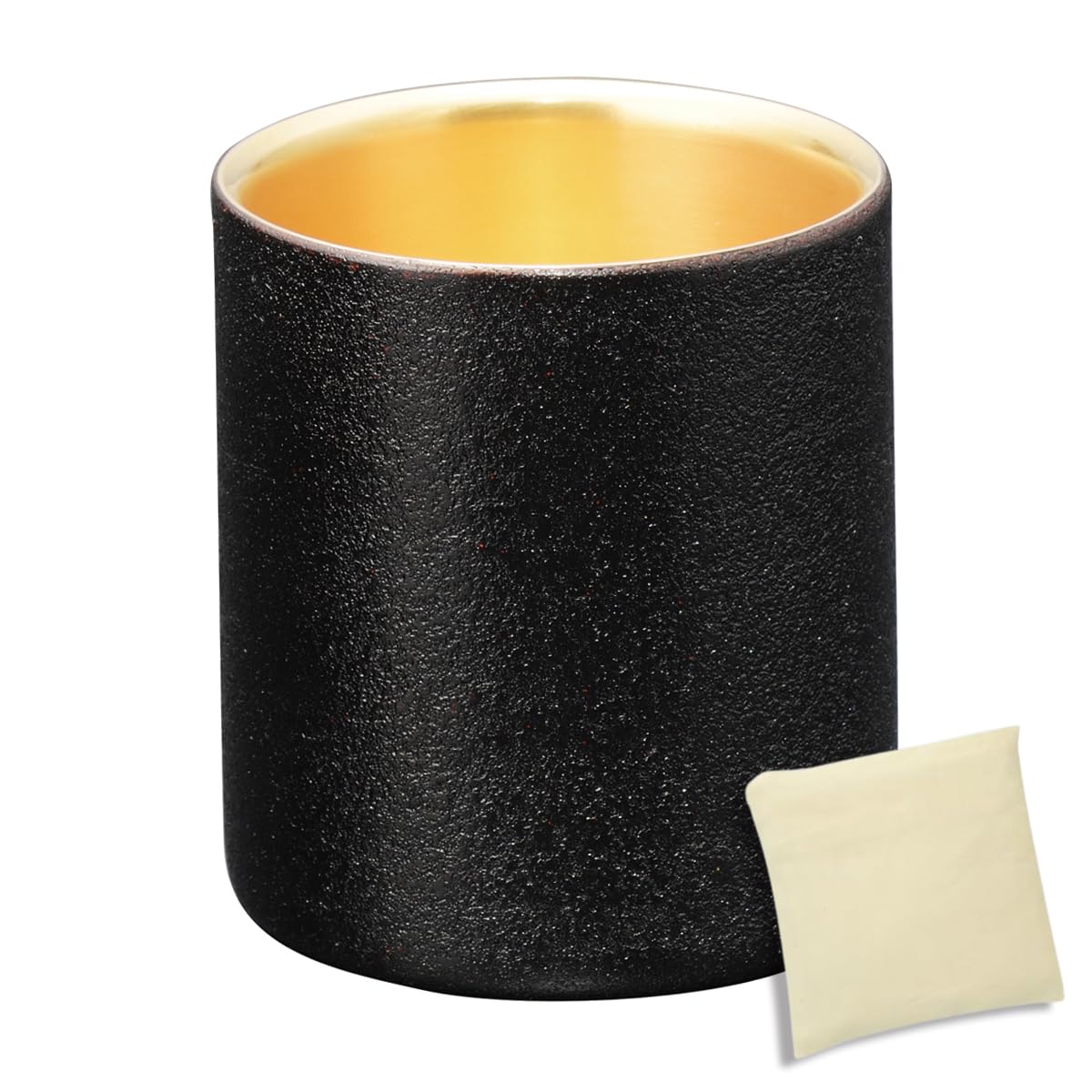 J-kitchens-bag 燕 山中塗 ロック グラス 二重構造 朧・黒漆磨 7.3cm × 8.3cm 250cc / エコバッグ ベトナム製/漆磨 日本製