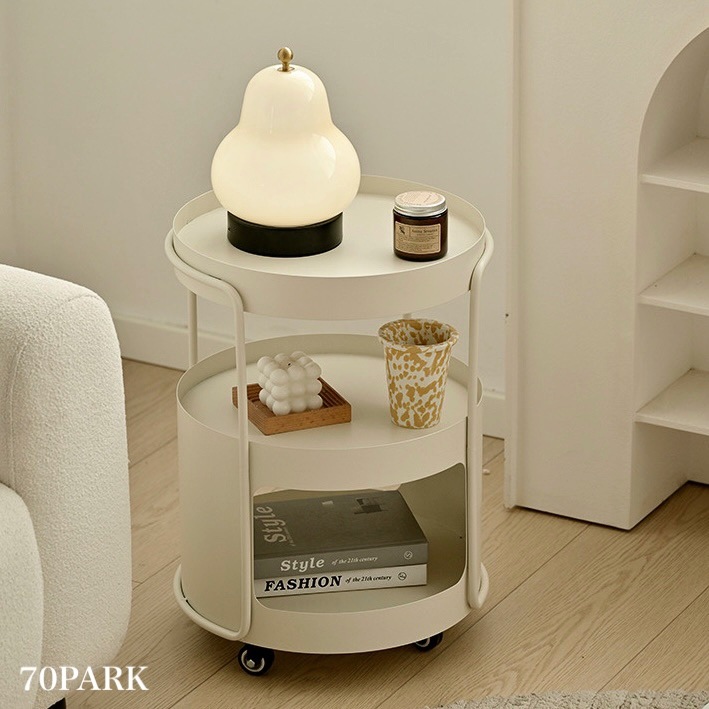 キャスター付 アイアン ラウンド サイドテーブル 全3色 ワゴン おしゃれ 韓国インテリア 韓国雑貨 韓国っぽ インテリア雑貨 韓国 70PARK