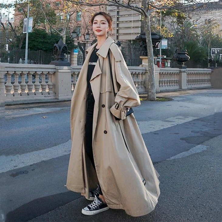 春服 トレンチコート レディース スプリングコート 秋 春 超ロング コート ゆる 20代 ロング