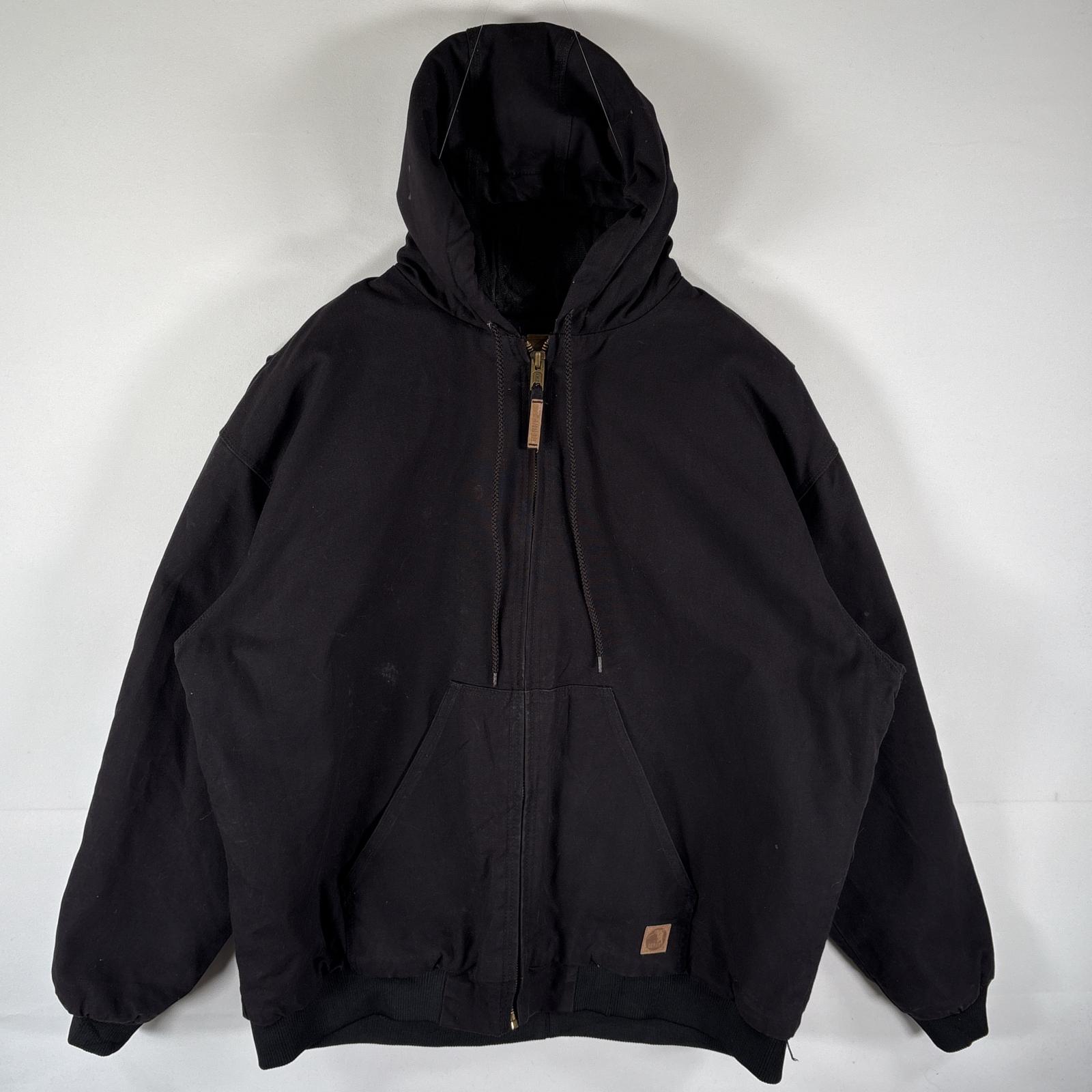 古着 BERNE ジャケット ダック地 アクティブジャケットタイプ パーカー ワークジャケット 大きいサイズ XXXL ブラック メンズ