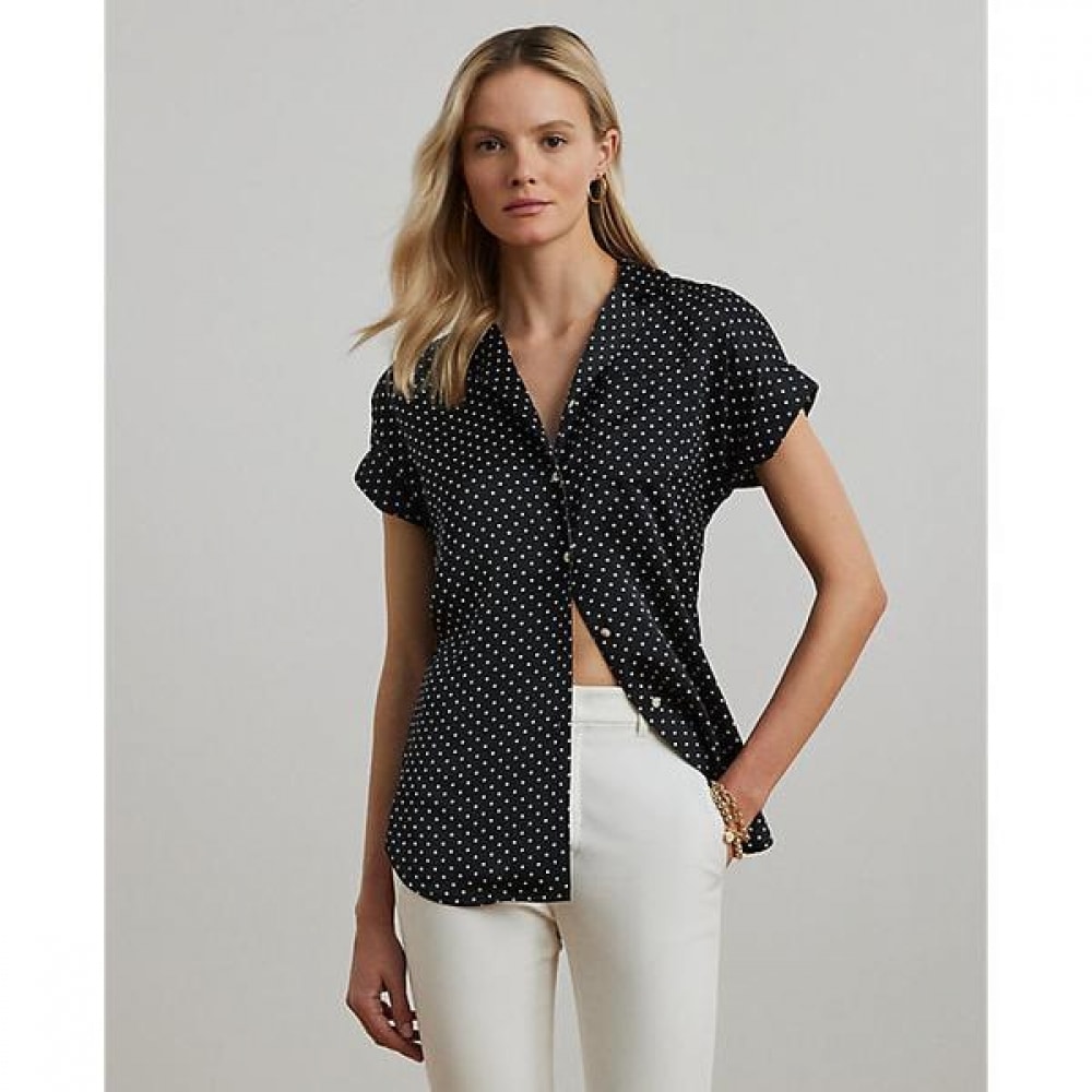 ローレンラルフローレンポルカドットシャルムーズキャンプシャツ (WMLRSHTSN820126001)