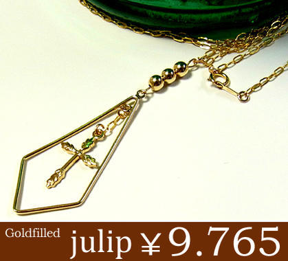 送料無料julipクロス14Kゴールドフィルドネックレス/ロングネックレス/ゴールド/Goldfilネックレス