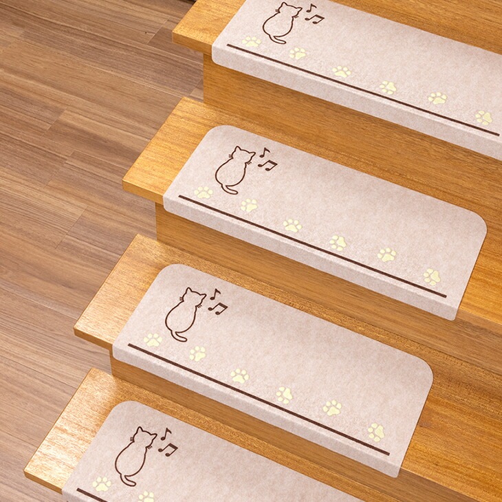 おくだけ吸着 階段マット 15枚組 光る 洗える マット 吸着 防音 夜光設計