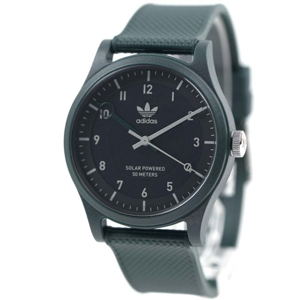アディダス 腕時計 ソーラー ユニセックス メンズ レディース グリーン ブラック 軽量 PROJECT ONE Unisex adidas AOST22557
