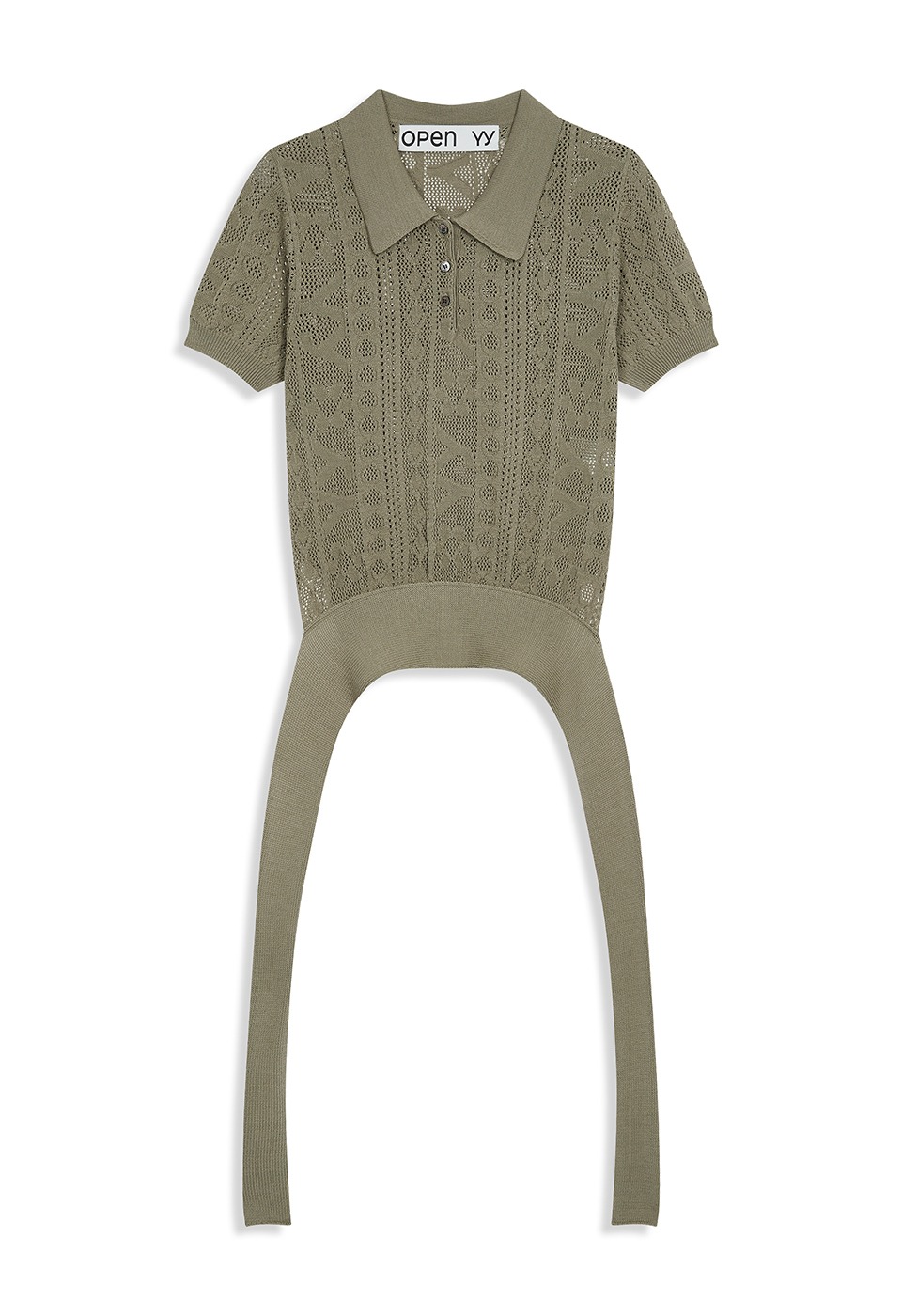 【OPEN Yy】 YY JACQUARD KNIT POLO SHIRT : KHAKI