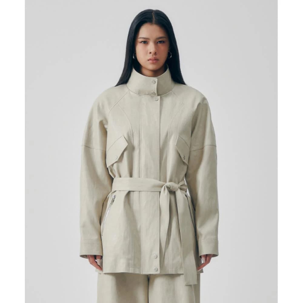 TREEMINGBIRD Distressed Leather Setup Jumper Beige TM2