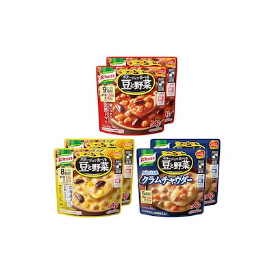 他サイト： クノール ポタージュで食べる豆と野菜 3種のバラエティ6食セット 味の素 レンジ調理対応 レトルト 野菜スープ たんぱく質 温製 冷製の商品画像