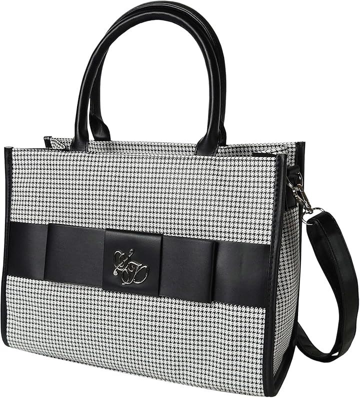 トートバッグ ファスナー付き レディース ショルダー 肩掛け お洒落 可愛い 合皮 自立 大きめ R78(チェック)
