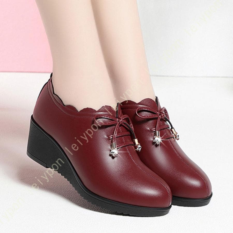 ローヒール パンプス ウェッジソール パンプス サイドファスナー モカシンシューズ ラウンドトゥ ローファー スリッポン レディース コンフォート 裏起毛 防寒