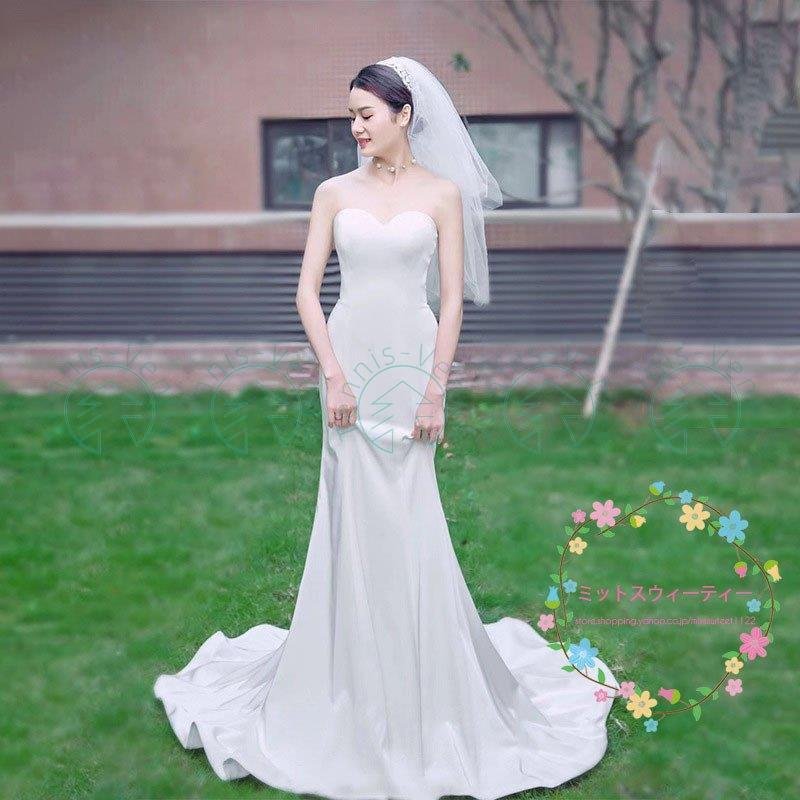 ウェディングドレス 可愛い マキシ丈スカート レース 結婚式 袖なし パーティードレス 二次会 ビス