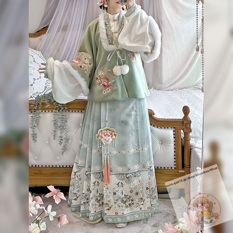 漢要素セット蓮華漢服一式女超仙斉腰襦スカート一式魏晋大袖シャツ肩出し時代衣装一式