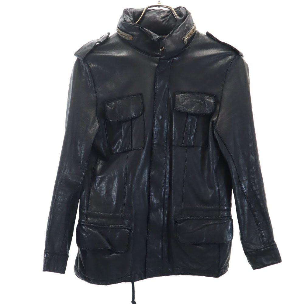 日本製 ミリタリー レザージャケット S ブラック系 メンズ 8,173円