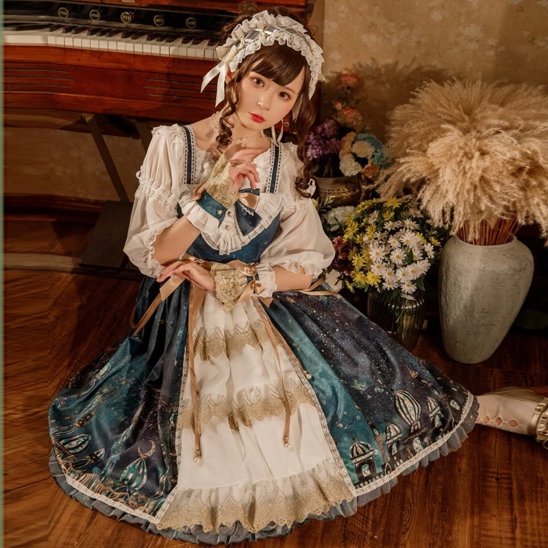 ロリータスカート JSK 宮殿風 レトロ エレガント ロングスカート ロリータドレス プリンセス風ドレス
