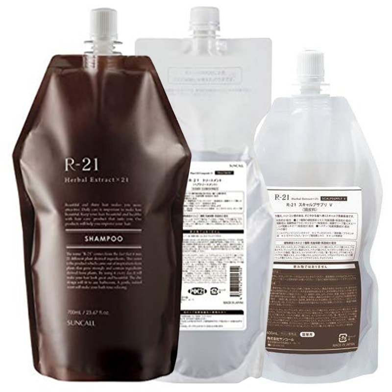 サンコール R-21 シャンプー 700mL + トリートメント 700g + スキャルプサプリ V 400mL セット 詰め替え エイジング毛 ハリコシ ヘマチン ボリュームアップ 保湿 補修 うる