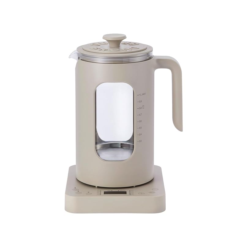 即納：BRUNO ブルーノ 温度調節 マルチケトル ウォームグレー マルチ電気ケトル 保温機能付 予約機能付 湯煎調理 ゆで卵調理 茶こし 湯せんカップ たまごホルダー かわいい おしゃれ BOE10