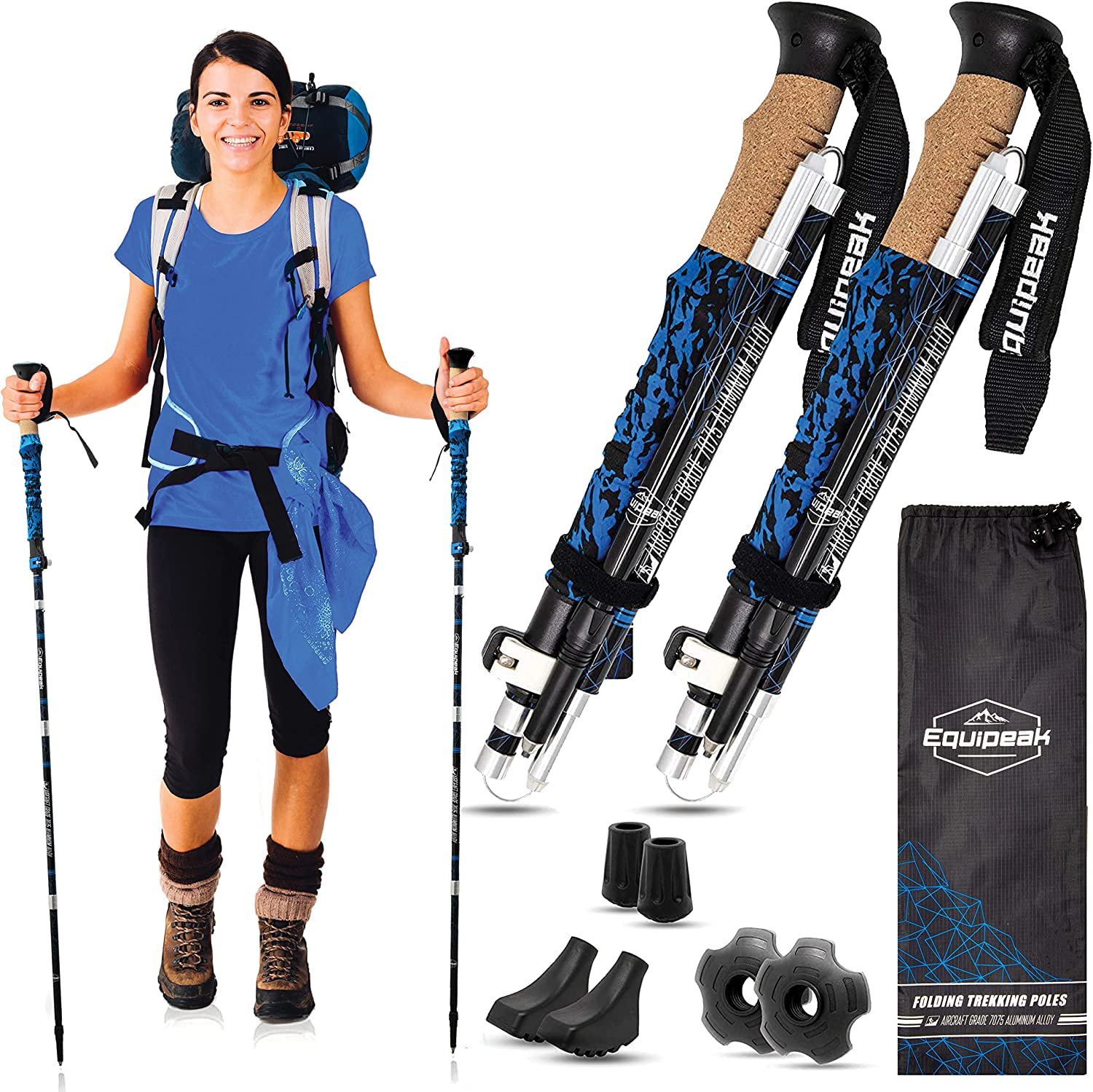【日本正規総代理_全米のハイカーが認めた超タフ仕様_日本語マニュアル付属】Equipeak トレッキングポール 登山用 ストック 杖 ポール ステッキ 13,107円