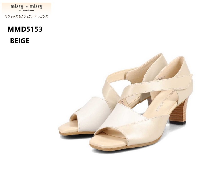 (missy des missy)ミッシー デ ミッシー MMD5153 エレガントカジュアルセパレートサンダル 人気の斜めベルトが美しい ブロックカットの色コンビがデザインのポイント 足元を華やかに