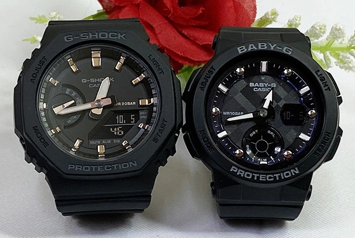 恋人たちのペアウオッチg-ショック人気 婚約　夫婦 高級　クリスマス プレゼント おすすめ　G-SHOCK GMA-S2100-1AJF BGA-250-1AJF お揃い 新品 手書きしますク
