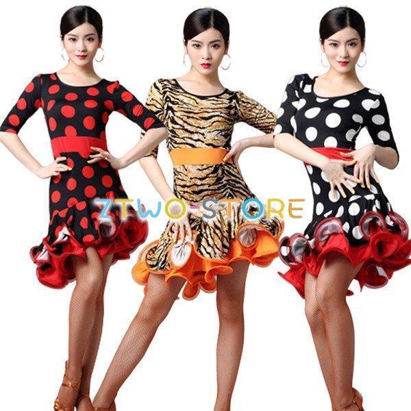 新しい子供用ダンスウェア 社交ダンス モダンドレス 水玉柄 おじゃれ ラテンダンス ワンピース ラテンダンス衣装 レディース ショルダードレス 舞台服 練習用 2枚購入で2882円OFF 5,600円