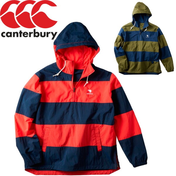 アノラックパーカ ジャケット アウター レディース/カンタベリー canterbury フーディ/スポーツ ウェア ナイロン ボーダー柄 撥水 ウィンドブレーカー/WA70706