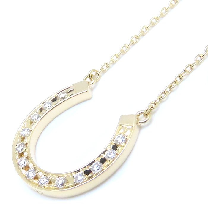 ホースシュー ネックレス ダイヤモンド0.16ct K18YG イエローゴールド/293664【中古】