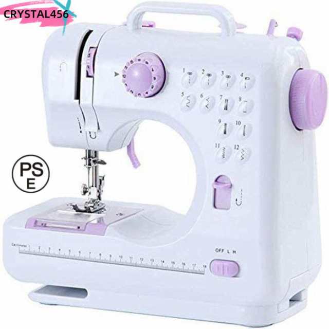 電動ミシン コンパクト 小型ミシン 家庭用ミシン 初心者 12種類の縫い目 フットコントローラー LED手元ランプ付き ACアダプタと単三電池