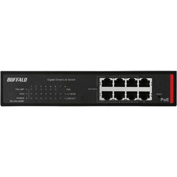 BS-GSL2008P [法人向け Giga対応 PoE Layer2 スマートLiteスイッチ 8ポート] メーカー直送