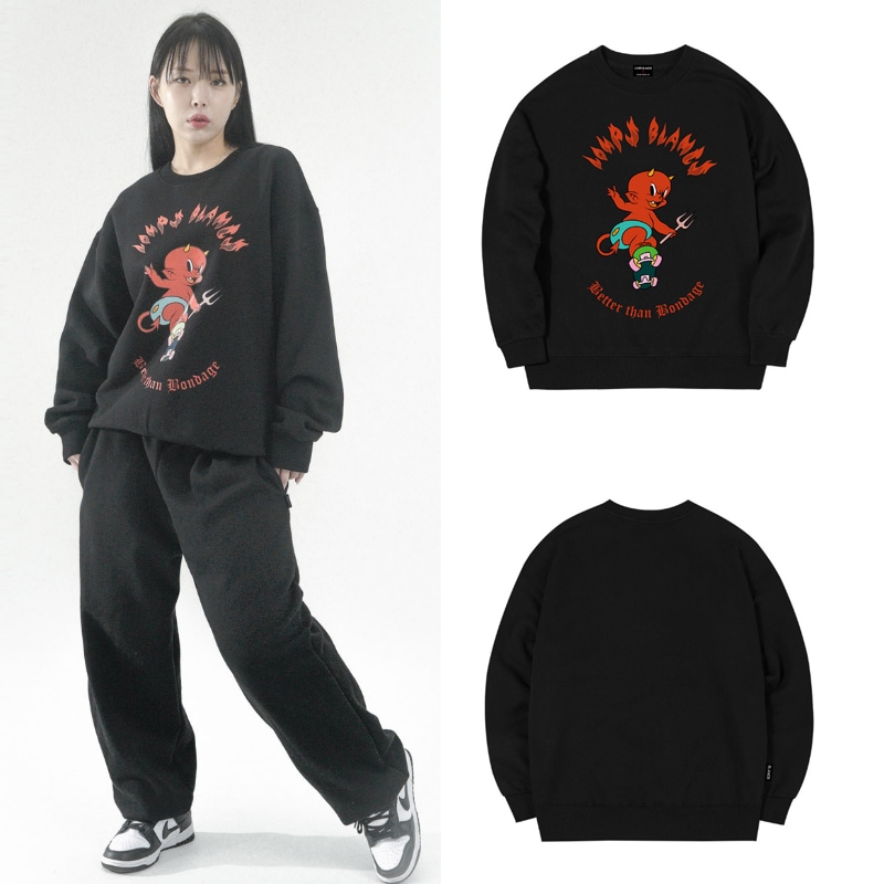 [ユーチューバー 沈着マン 着用] LB ホットスタッフ アートワーク オーバーフィット マンツーマンTシャツ ブラック 韓国ファッションスタイル