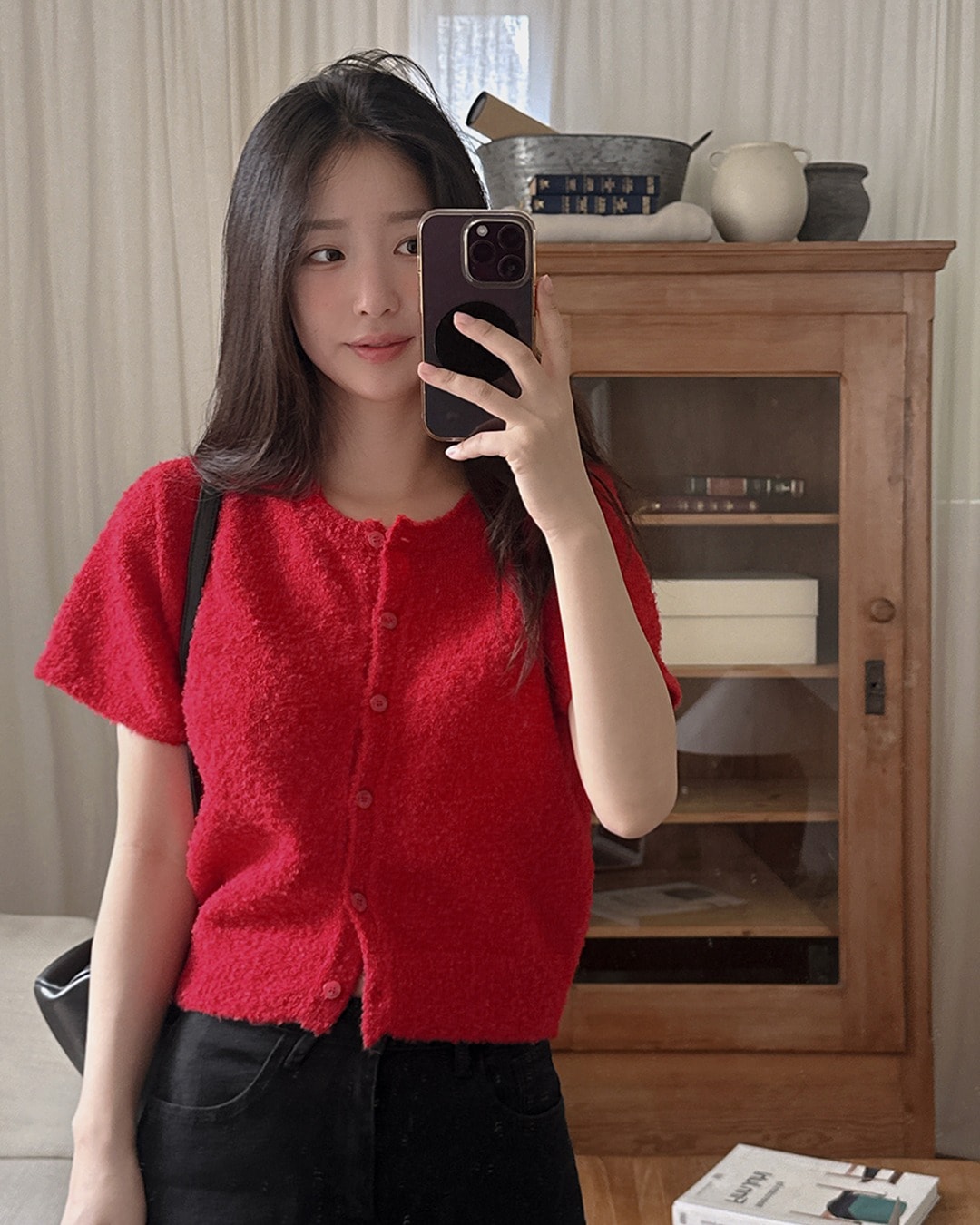 カミル半袖ニットカーディガン韓国ファッション レディース