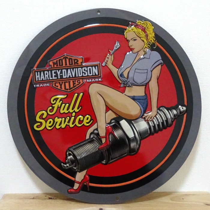 ブリキ看板 H-D SPARK PLUG BABE ハーレーダビッドソン アンティーク ガレージ セクシー 壁飾り ロゴ 正規ライセンス品 アメリカン 雑貨 インテリア おしゃれ 可愛い 店舗