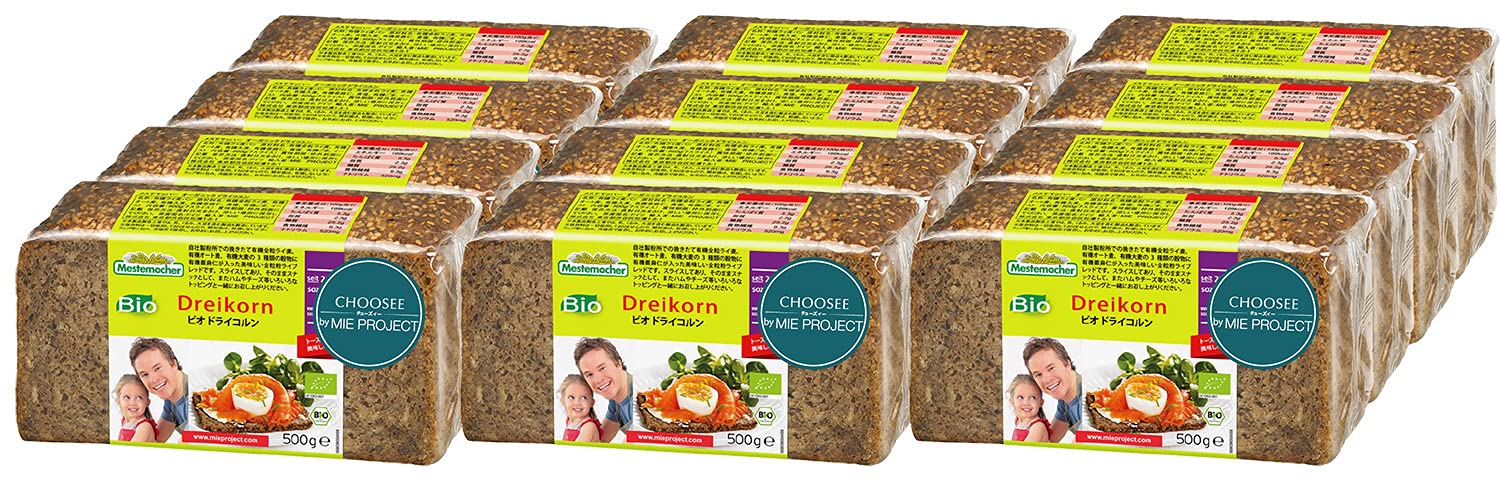 Qoo10最安値挑戦 Mestemacher(メステマッハー) 【ケース販売】メステマッハー オーガニック ドライコルン(3種穀物【ライ麦オーツ麦大麦】＆ 亜麻仁ブレッド) 500g 12個セット (