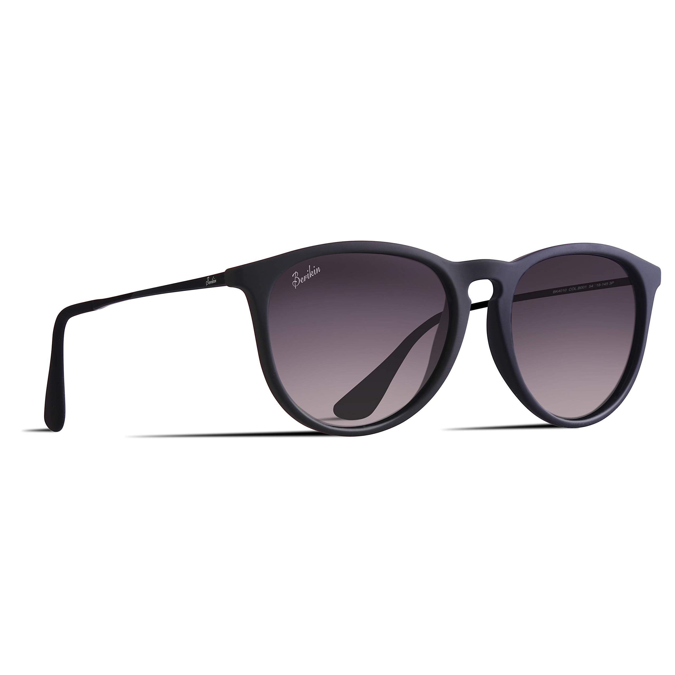 [Berikin] サングラス 超軽量19g 偏光レンズ メンズ レディース UV400 UVカット 紫外線カット エリカ sunglass for men women (マットブラック/グレーグラデ