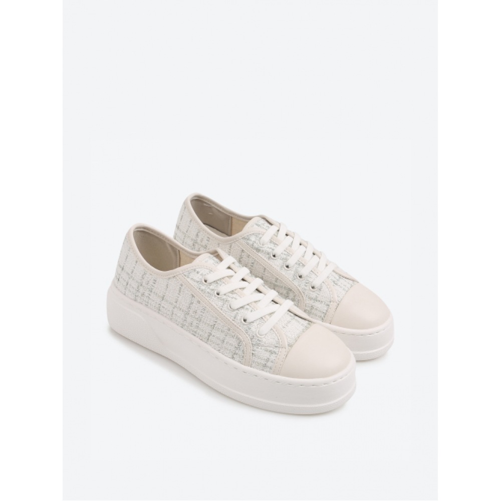 SHOOPEN HPWPDEA702 カップソールツイードプラットフォームスニーカー