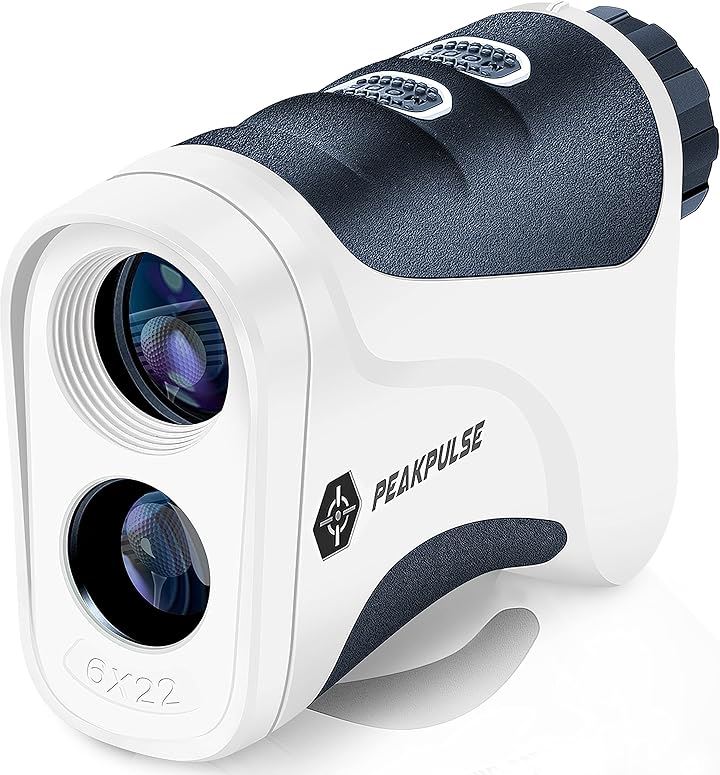 ゴルフ用 レーザー距離計 距離測定器 ゴルフスコープ 光学6倍望遠 照準合わせ IPX5防水 連続測定 スロープ補正 旗竿ロック コンパクト 収納ケース付き(黒白)