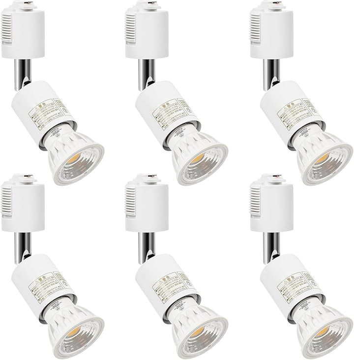ダクトレール用スポットライト ダクトレール用照明器具 ライティングレール E26口金 電球60W相当 RA95 550LM 非調光(電球色3000K(ホワイト), 6個セット)