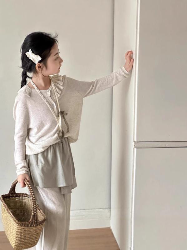 女児 防晒 トップス 女の子用 夏服 長袖 開襟 カーディガン 薄手 綿素材 柔らかい 接触冷感 吸湿速乾 短丈 丸首 韓国風 シンプル カジュアル 親子 お揃い 軽量 伸縮性 ピンク系 アイボリー