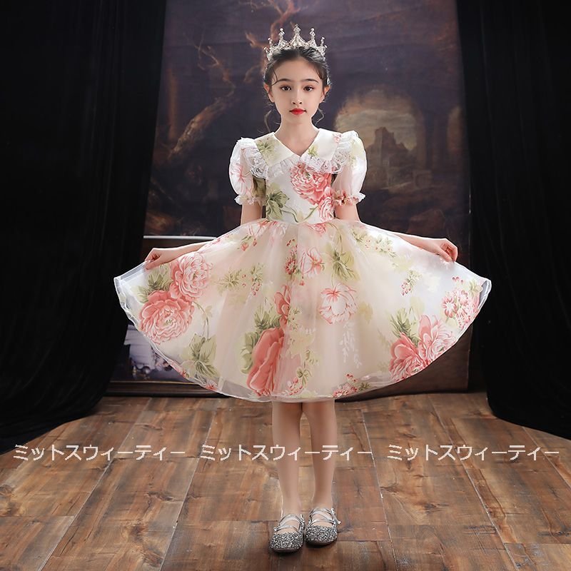 子供ドレス 発表会 ピアノ発表会 結婚式 フォーマル 花柄ドレス 女の子 二次会 花嫁 ジュニア キ