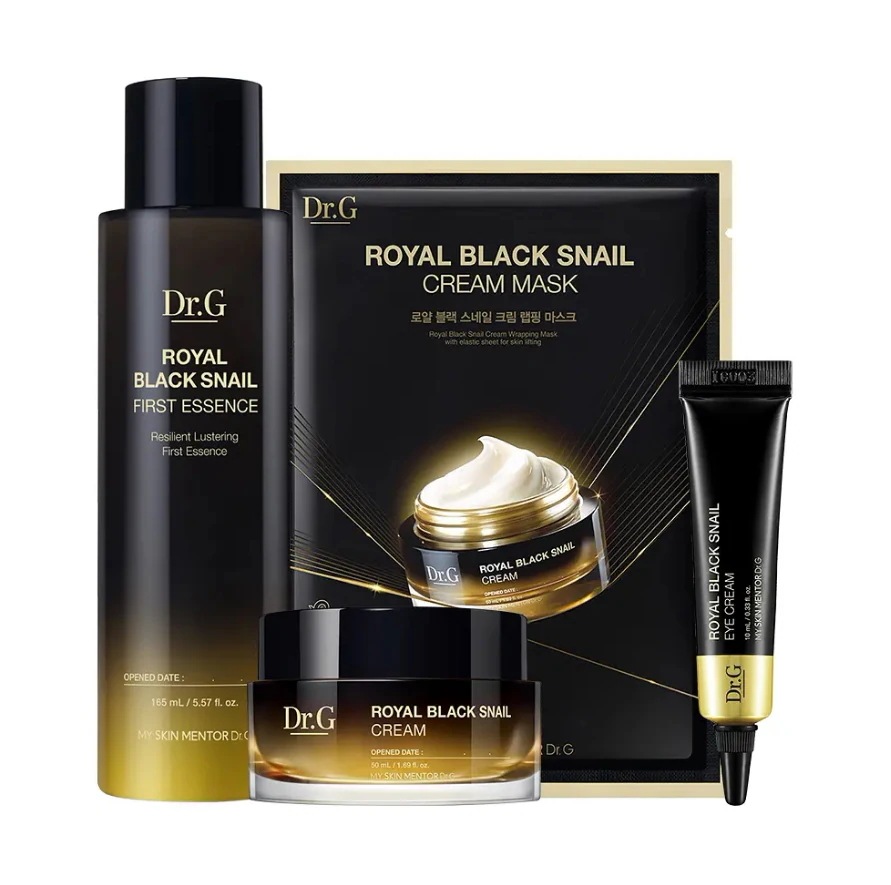 【セット】 ロイヤルブラックスネイル スペシャルセット エッセンス165ml＋クリーム50ml＋アイクリーム10ml＋シートマスク 保湿ケア ギフトセット デイリースキンケア