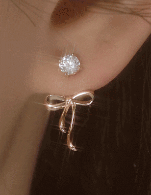 14k post ベニーシー リボン 2way ピアス