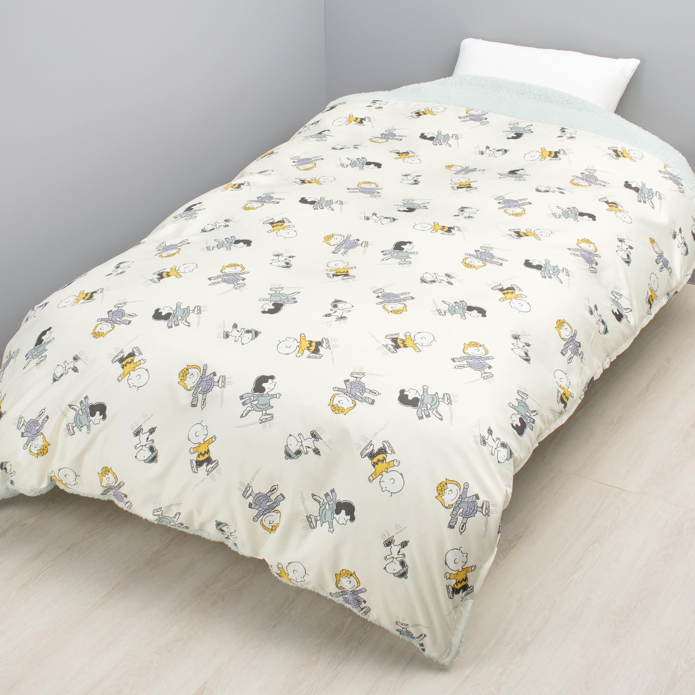 nishikawa【西川】 スヌーピー あったか掛けふとんカバー シングルサイズ 洗える 衿付き 冬 やわらか あたたか アイボリー PI05500643 PN5653BD スケート