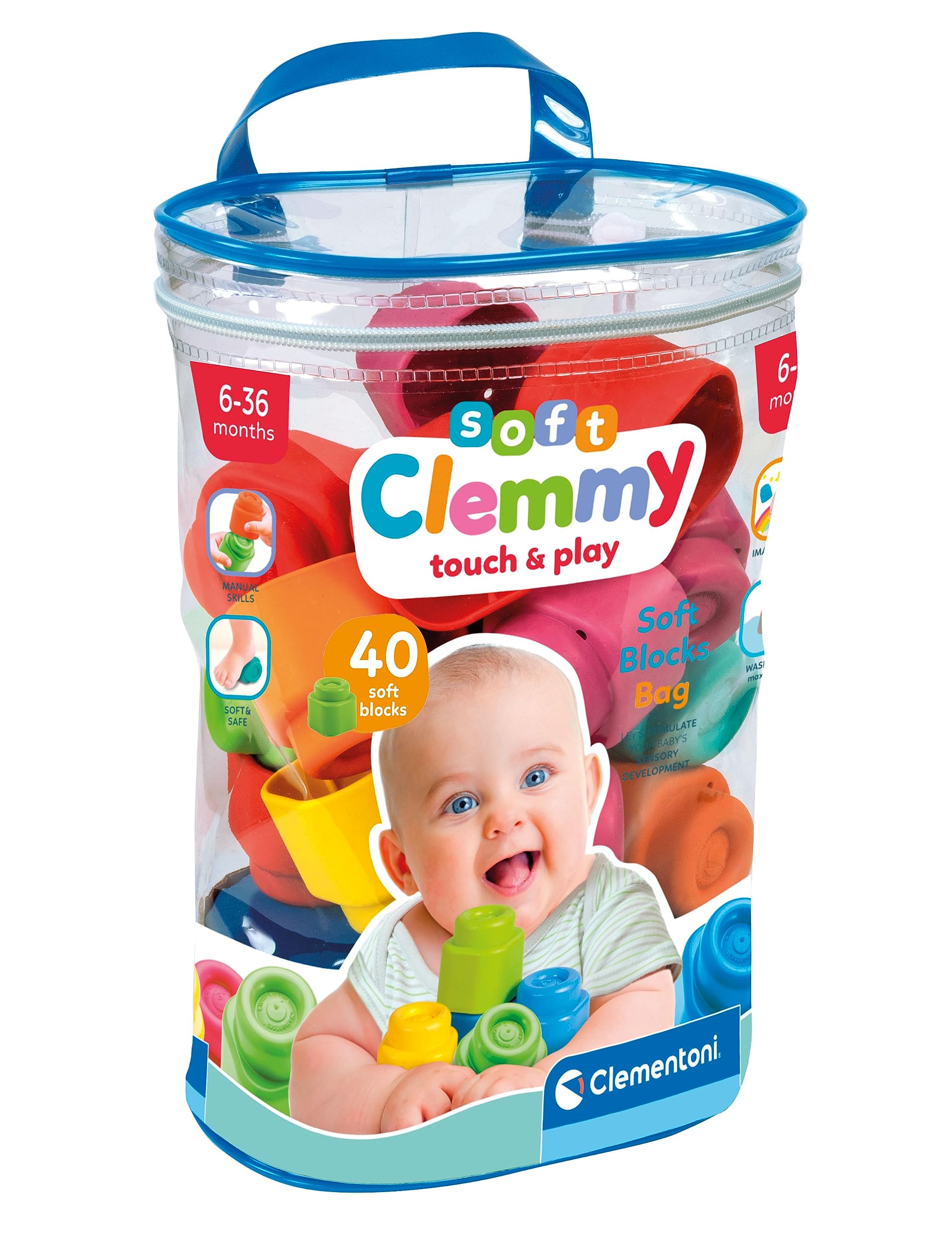 Clemmy (クレミー) ベビークレミー 6ヶ月からのやわらか知育ブロック 40個入 ソフトバッグセット