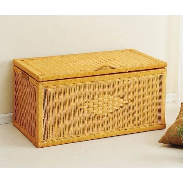 ラタンバスケッド ふた付 大サイズ 幅80cm