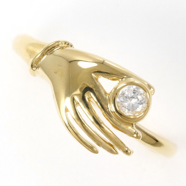 K18 18金 YG イエローゴールド リング 指輪 15号 ジルコニア ジュエリー 中古