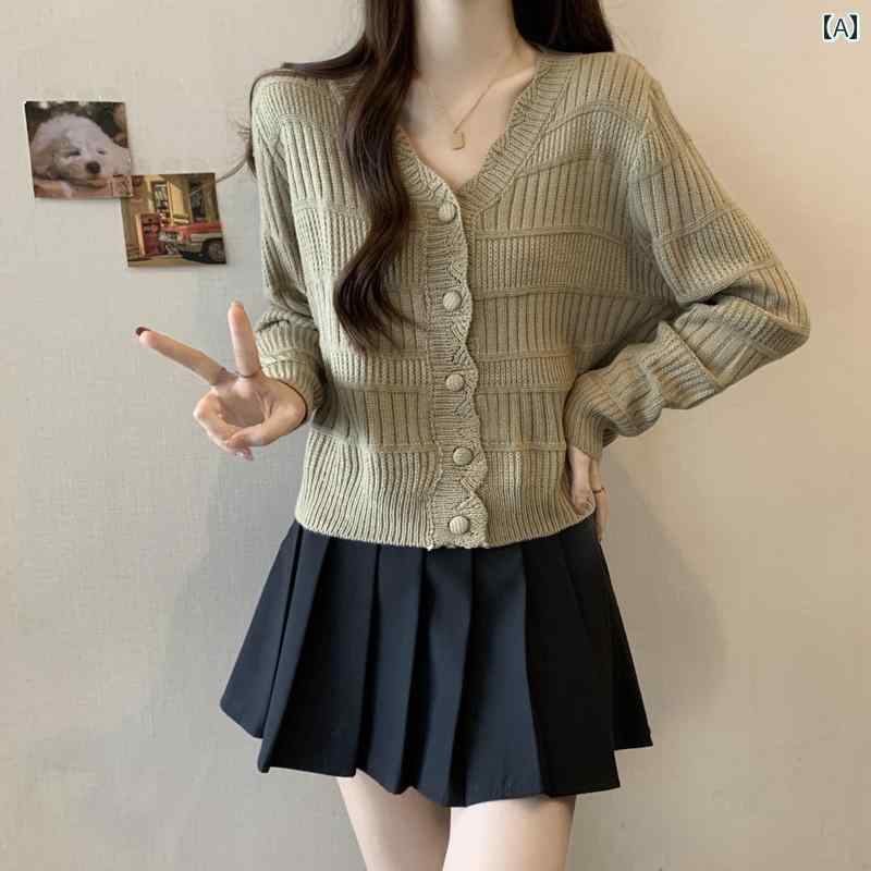 春の 女性の ための レトロな 怠 惰な V ネック セーター ジャケット プラス サイズの 脂肪 mm ニット カーディガン スリムで ファッショナブルな 年齢を 軽減 する トップ