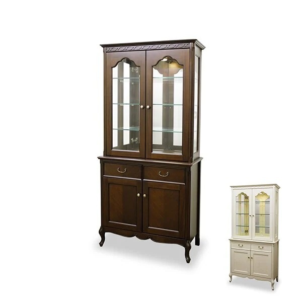 食器棚 カップボード クラシック調 猫脚 フルール 約幅86cm 開梱設置