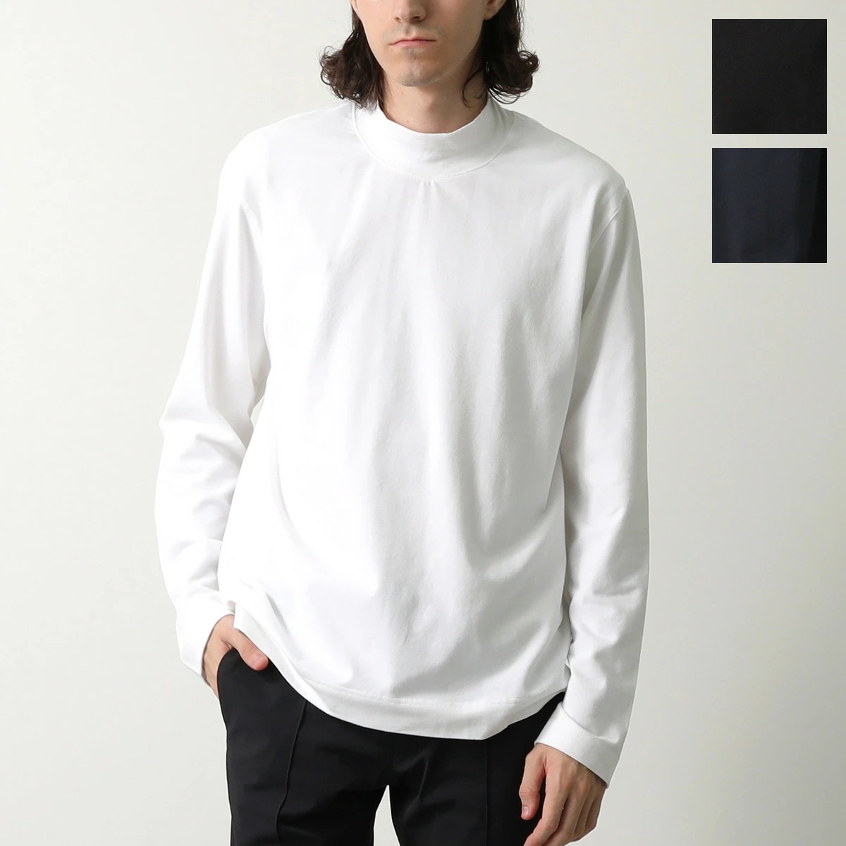 CIRCOLO 1901 チルコロ モックネックカットソー CN4475 メンズ コットンジャージー ストレッチ 長袖 Tシャツ カラー3色