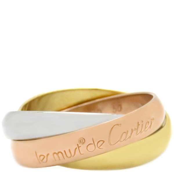 カルティエ Cartier リング 指輪 トリニティ クラシック K18WG K18YG K18PG ホワイトゴールドXイエローゴールドXピンクゴールド #50(JP10) 3連 3カラー 9.5号【
