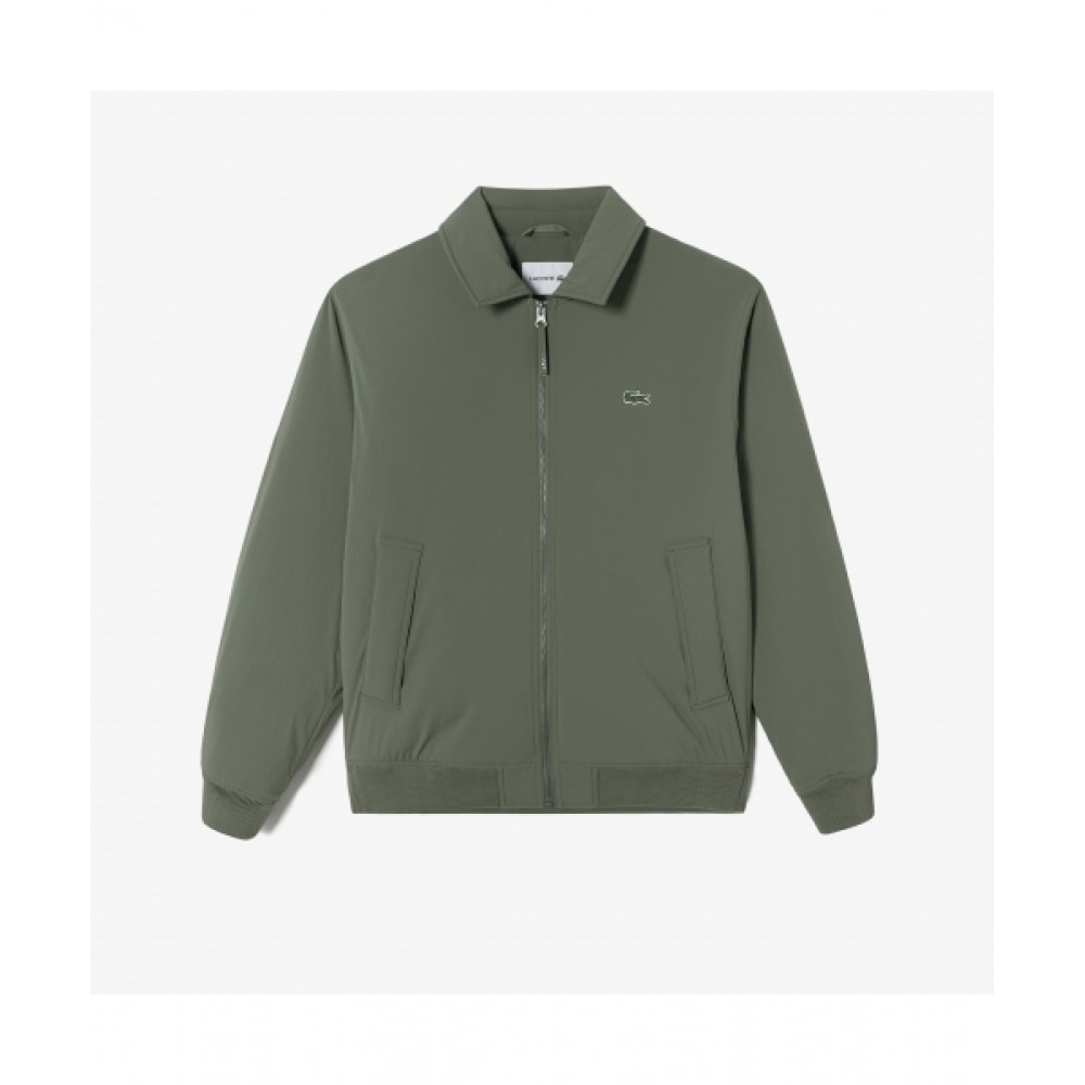 LACOSTE メンズ襟付きパッド入りアビエーションジャンパー [カーキ]