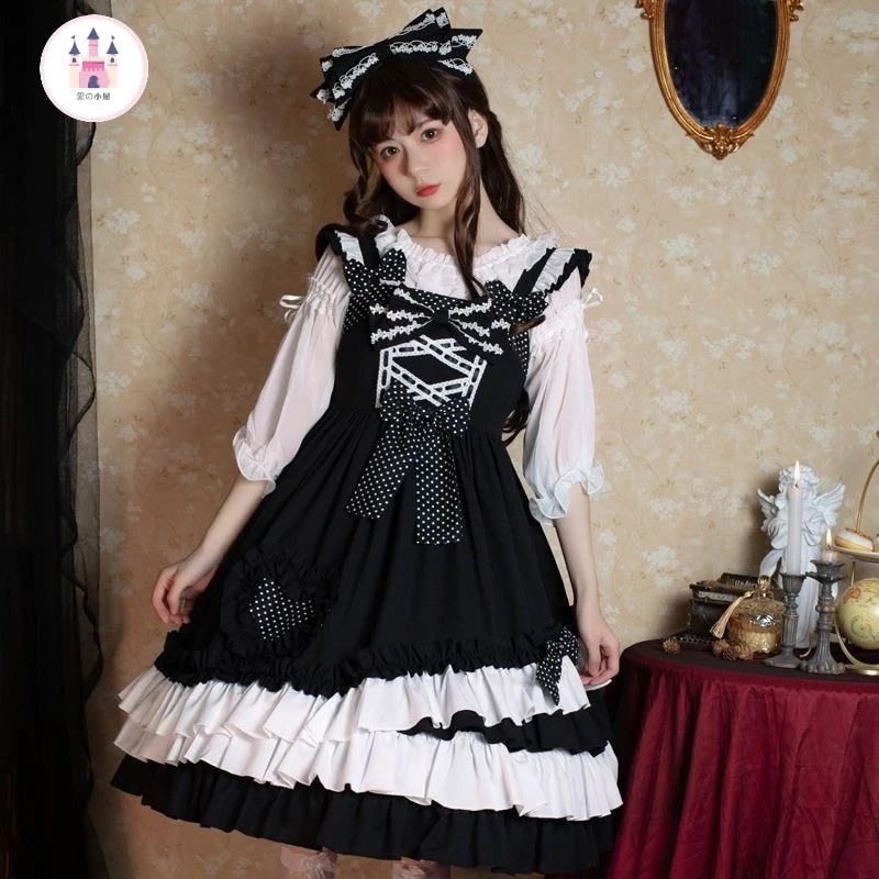 Hot!!!黒糖ハニーロリータフォーマルスカート甘辛風スカート夏の常甘クールjskブラックキャミソールスカート軽loスカート